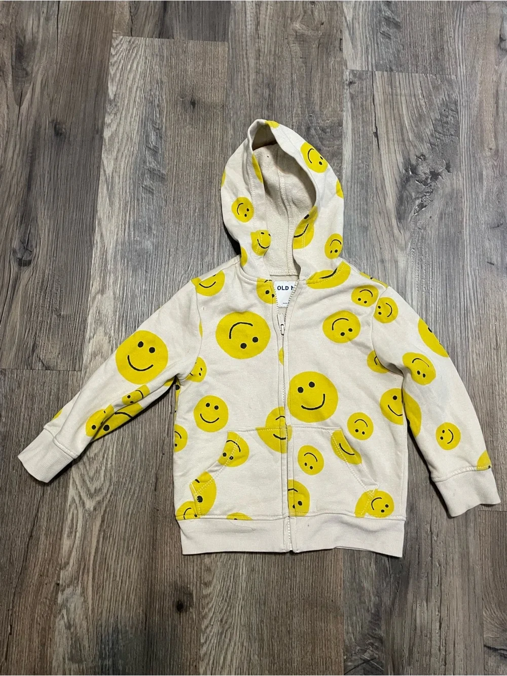 Old Navy Cream Hoodie with Yellow Smiley Faces - Kids